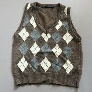 Brandy Melville V Neck Argyle‎ Sweater Vest Y2K Dad